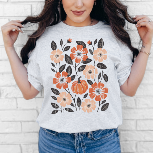 Autumn Bloom Floral and Pumpkin
