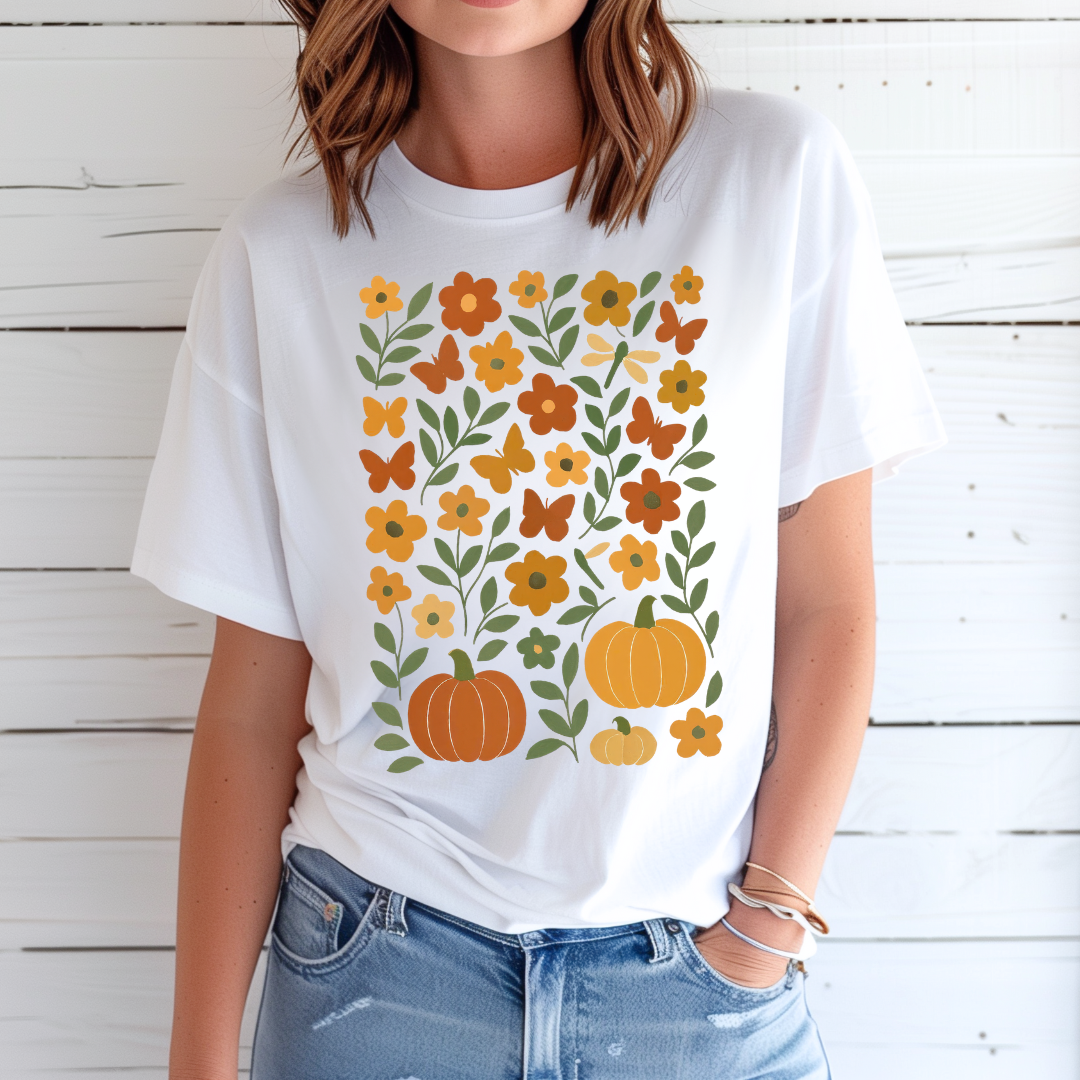 Autumn Butterfly and Pumpkin Garden