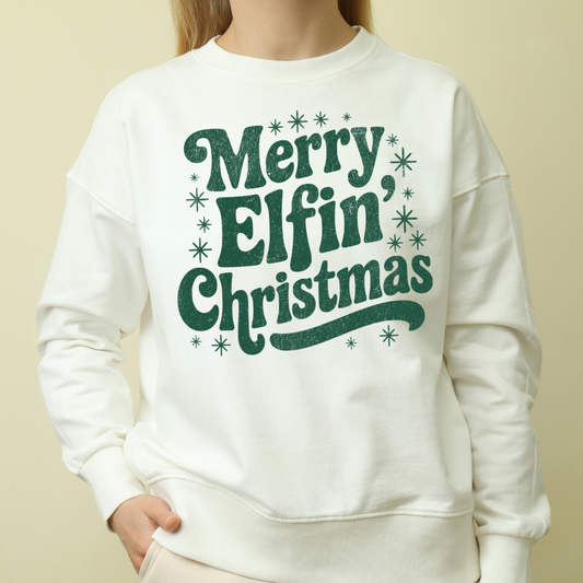 Merry Elfin' Christmas Green Grunge