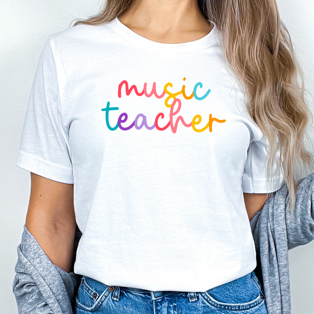 Music Teacher Colored Cursive