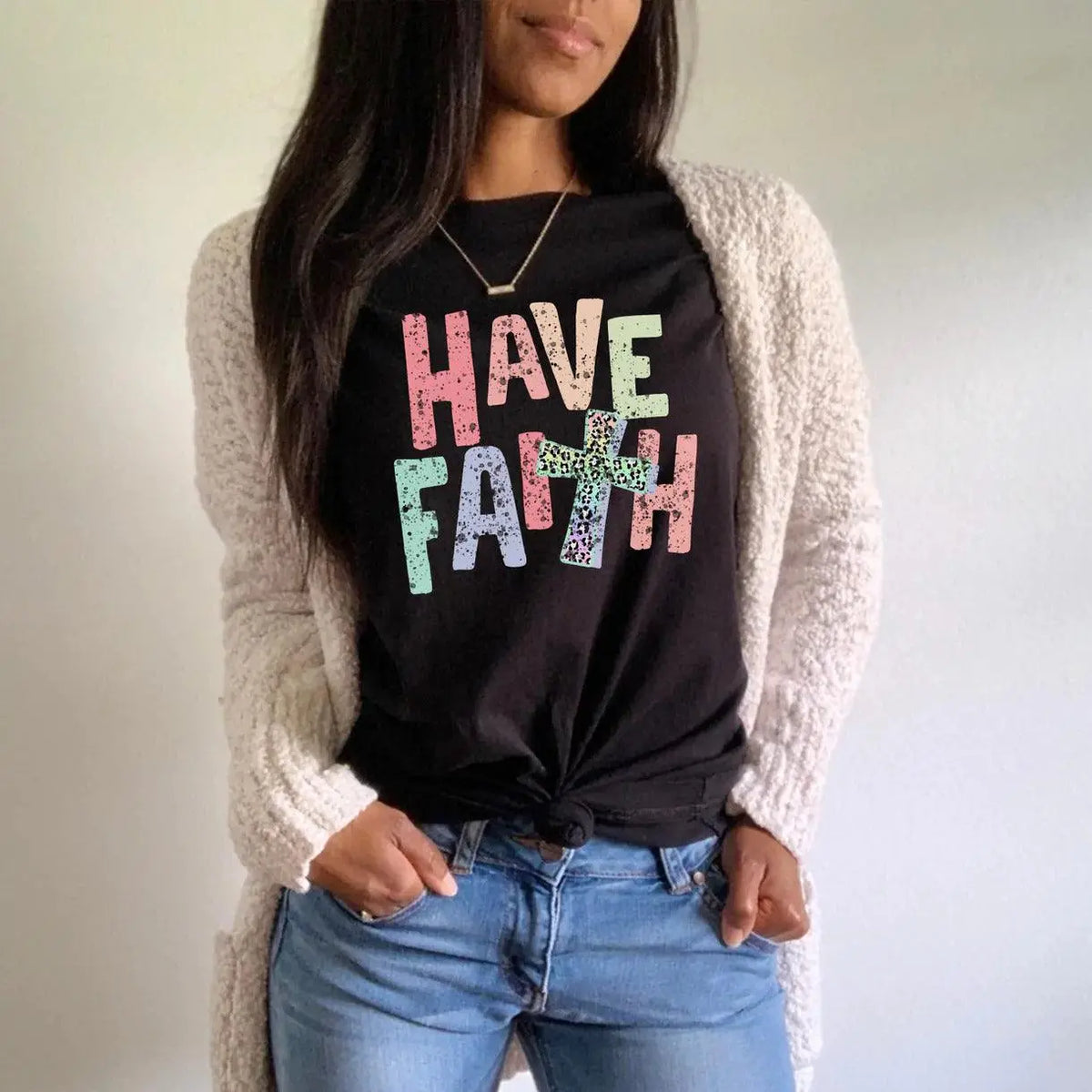 Have Faith Distressed Leopard - Happy Style Co